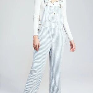 Faherty Blue and White Striped Women's Overalls
